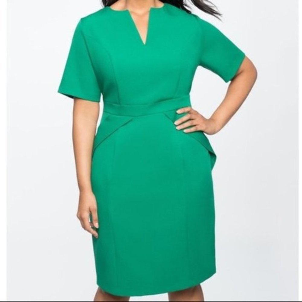 Eloquii Emerald Green Scuba Sheath Dress 22